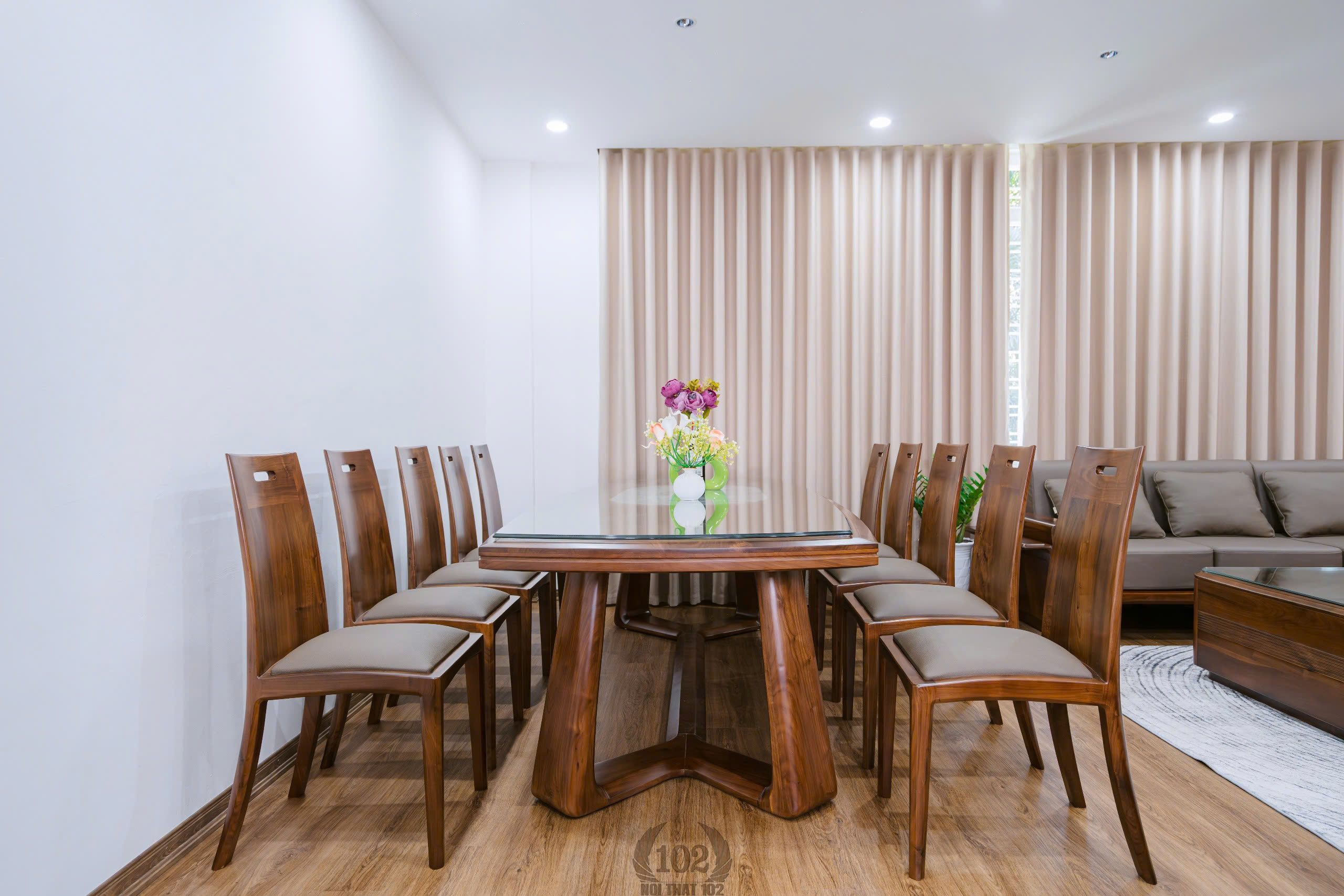 Bàn ăn gỗ óc chó 10 ghế