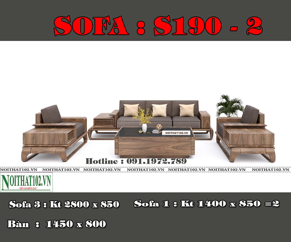 Sofa gỗ óc chó S190 - 2