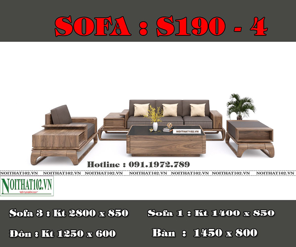 Sofa gỗ óc chó S190 - 4