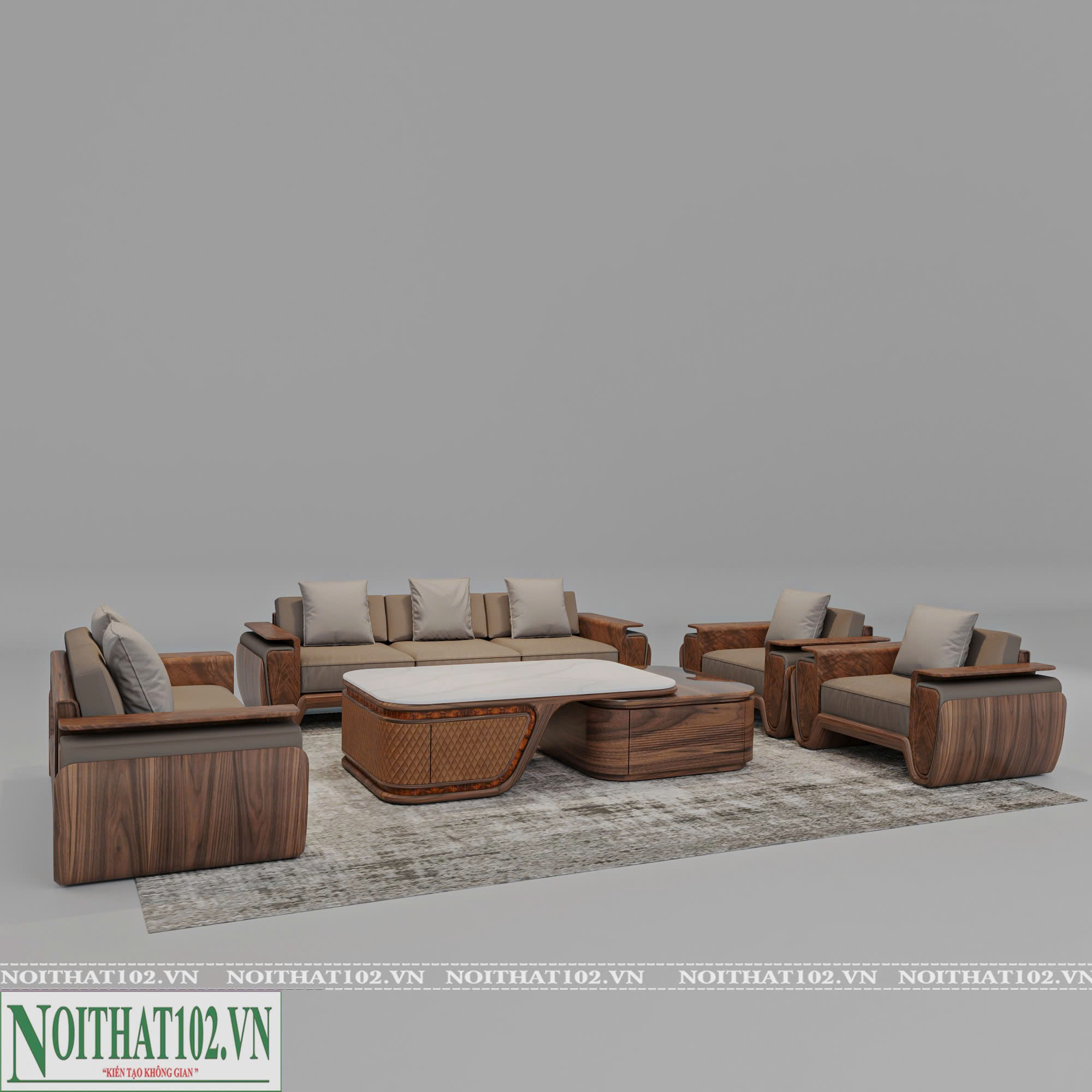 Sofa Gỗ óc chó Luxury LX03