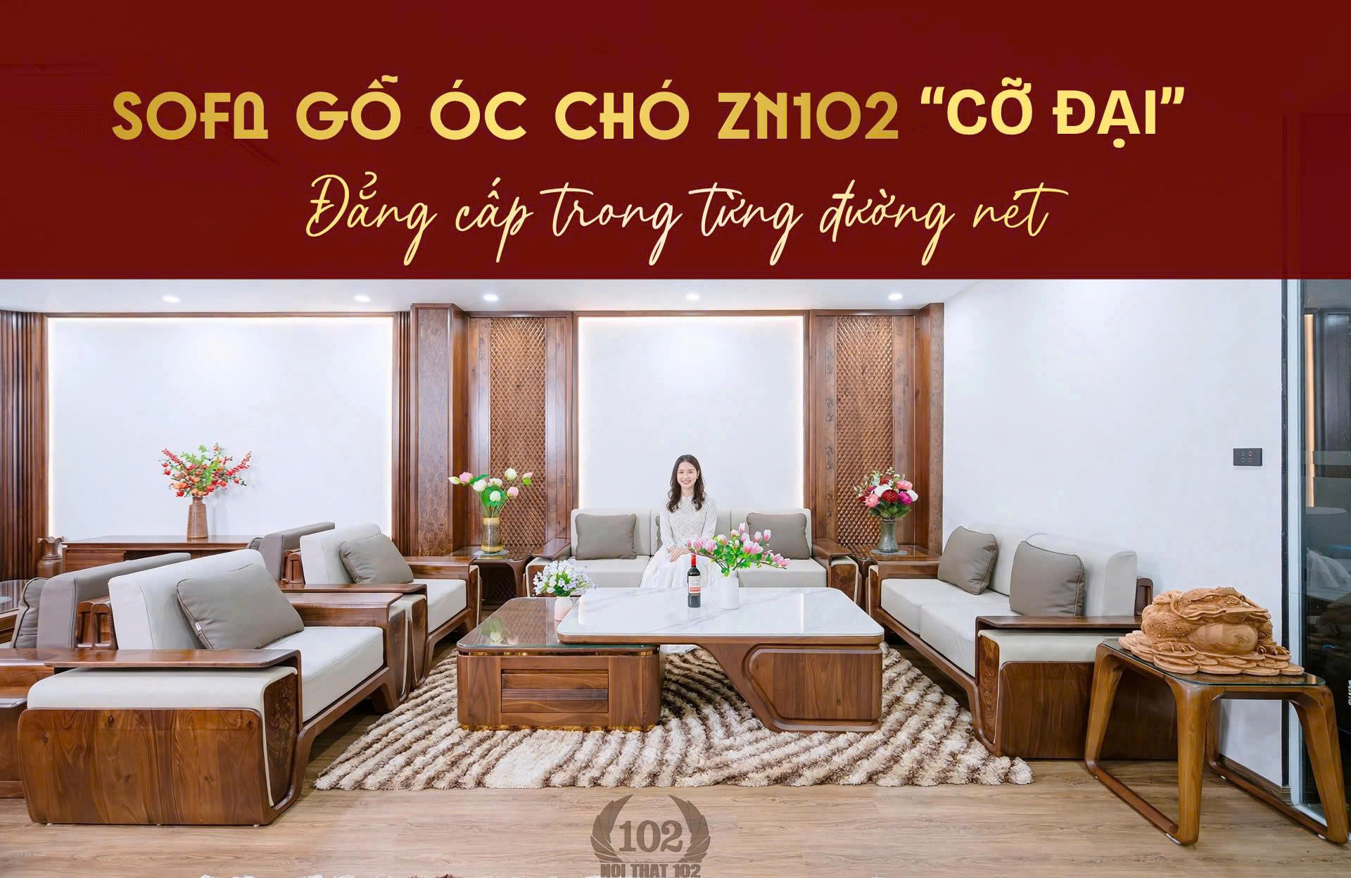 Sofa Gỗ Óc Chó ZN 102